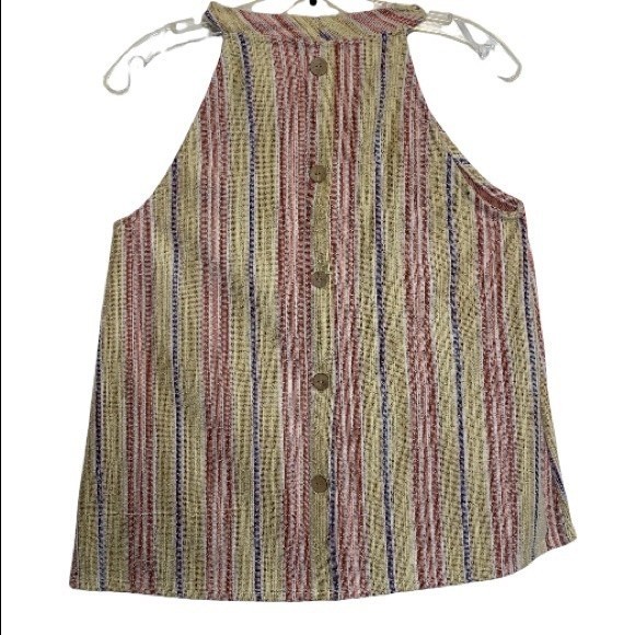 Anthropologie W5 Sleeveless Top High Neck vertical stripes multi color Size M - Picture 13 of 16